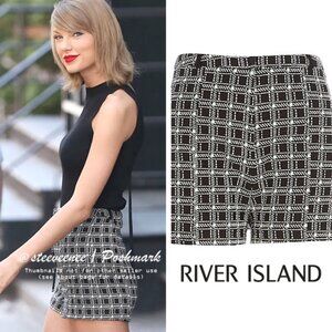 River Island Black Check Smart Shorts ASO Taylor Swift